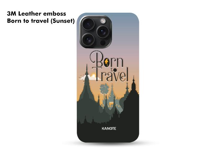 Phone Sticker (Skin) Leather Born to Travel (Sunset)