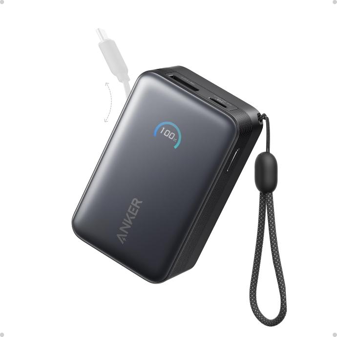 Anker Nano Powerbank, 45W 10000mAh with  Retractable Cable (black)